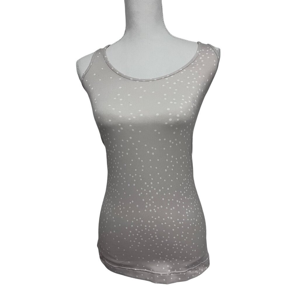 Lululemon Gray White Polka Dot Racerback Tank Top Shirt Yoga Activewear Small - Picture 2 of 5